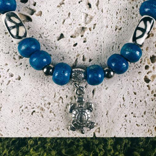 Blue Bead Turtle Peace Bracelet- 10pk- NEW ITEM